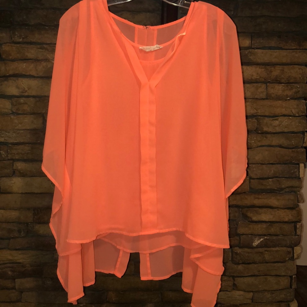 S-Twelve bright coral oversized top size small